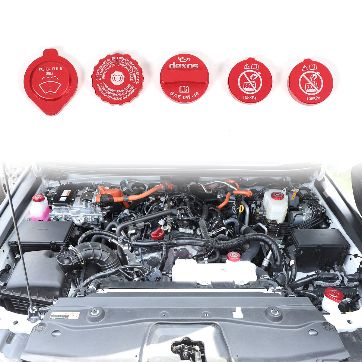Red Alloy Engine Cabin Fluid Switch Trim Cover For Toyota Land Cruiser LC250 24+ 3