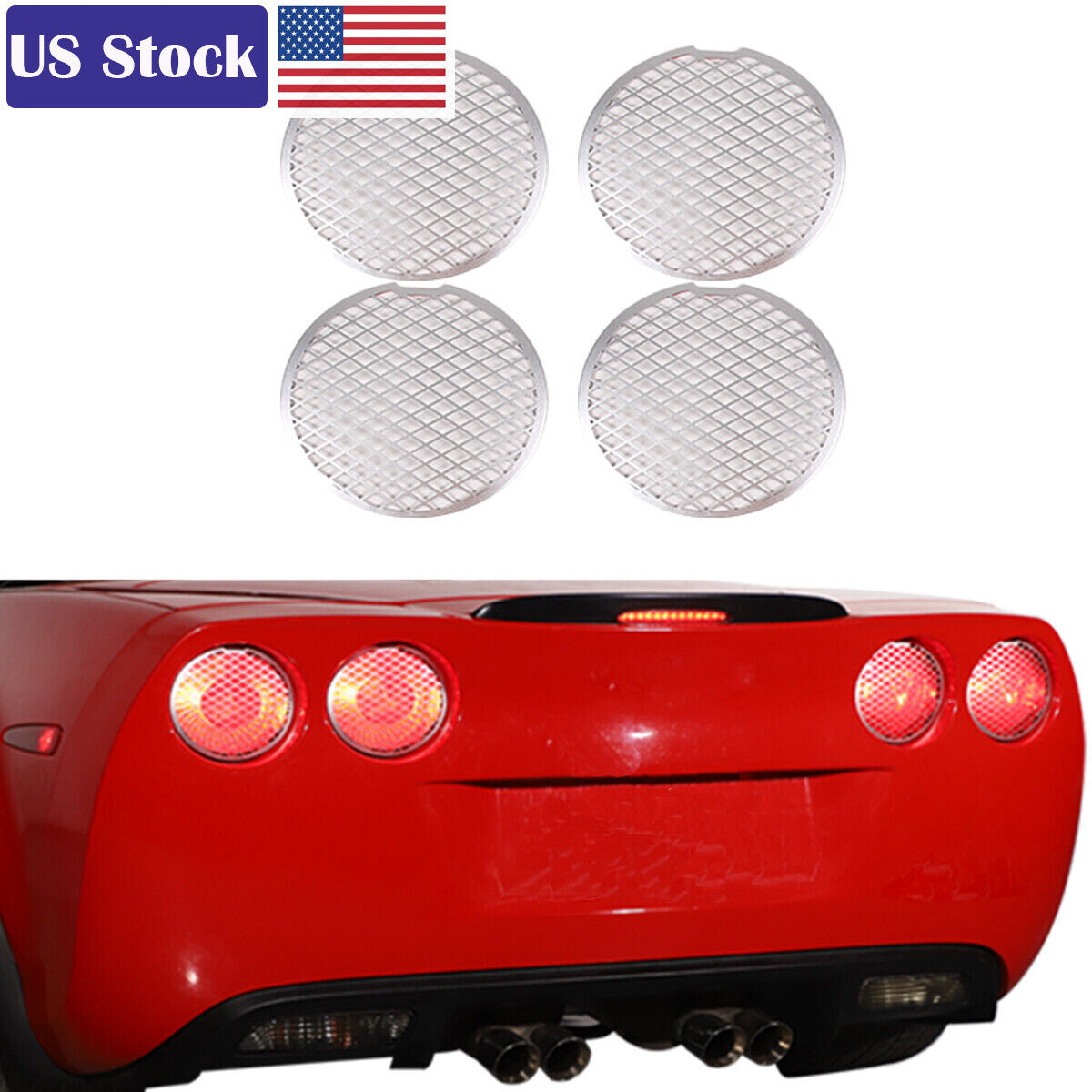 Black Mesh Steel Rear Tail Light Grille Cover For Corvette C6 GS/Z0/ZR1 05-13 US 1