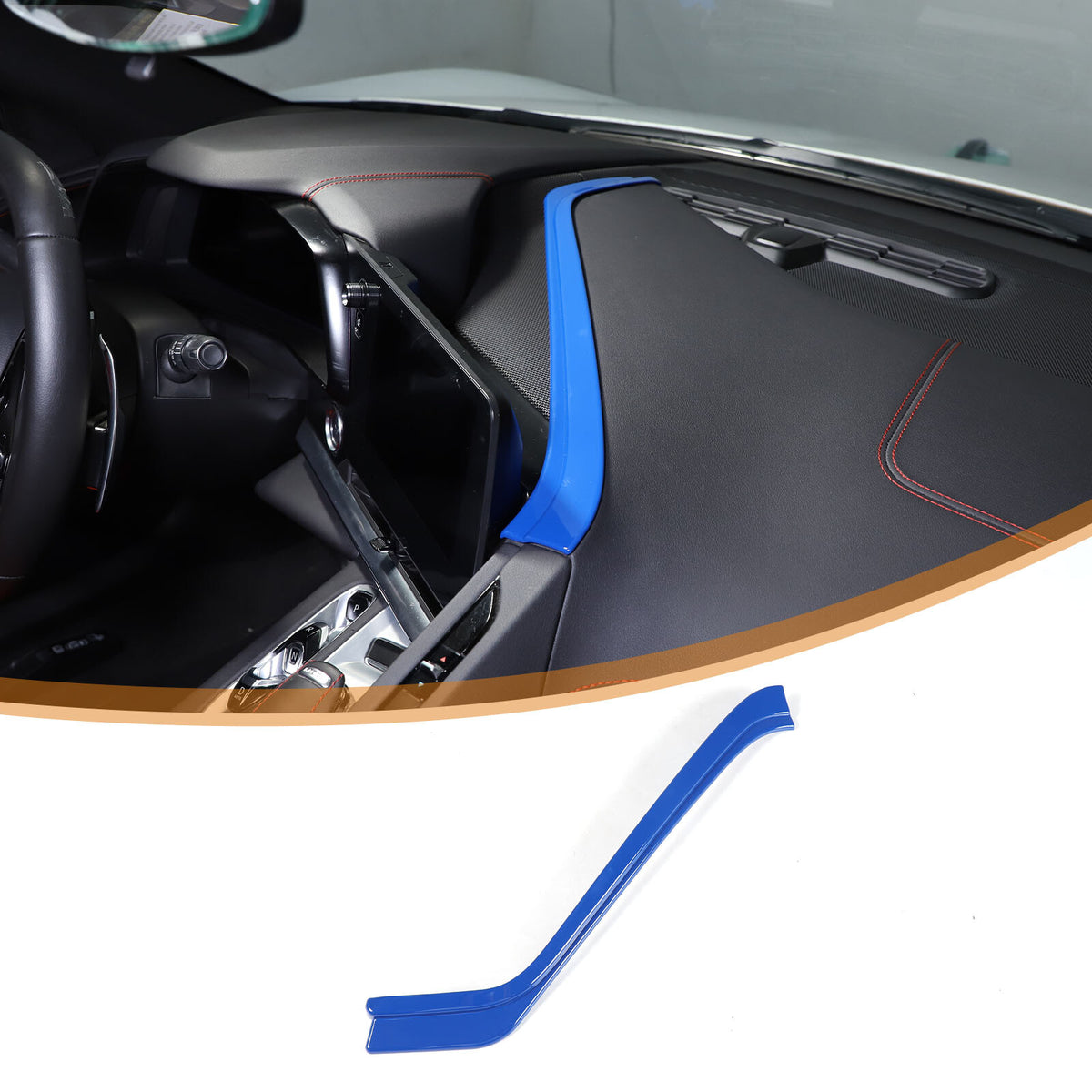ABS Blue Interior Navigation Screen Rear Trim Cover For Corvette C8 2020-2025 3