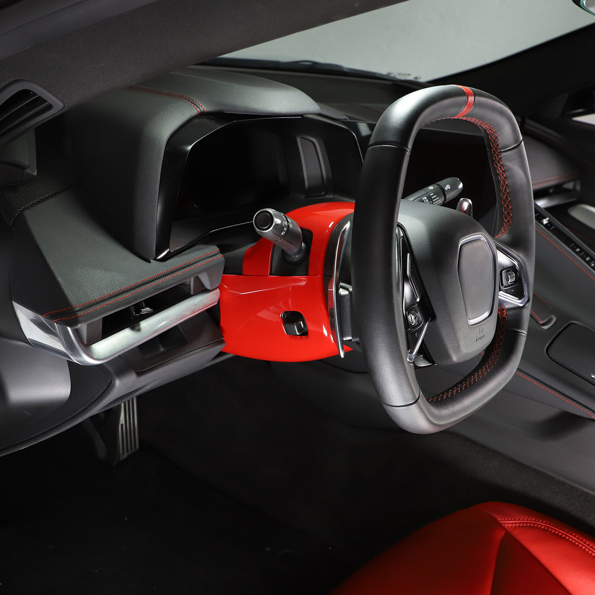 Red ABS Steering Wheel Base Cover Trim Bezels For Corvette C8 2020-2026 US 17