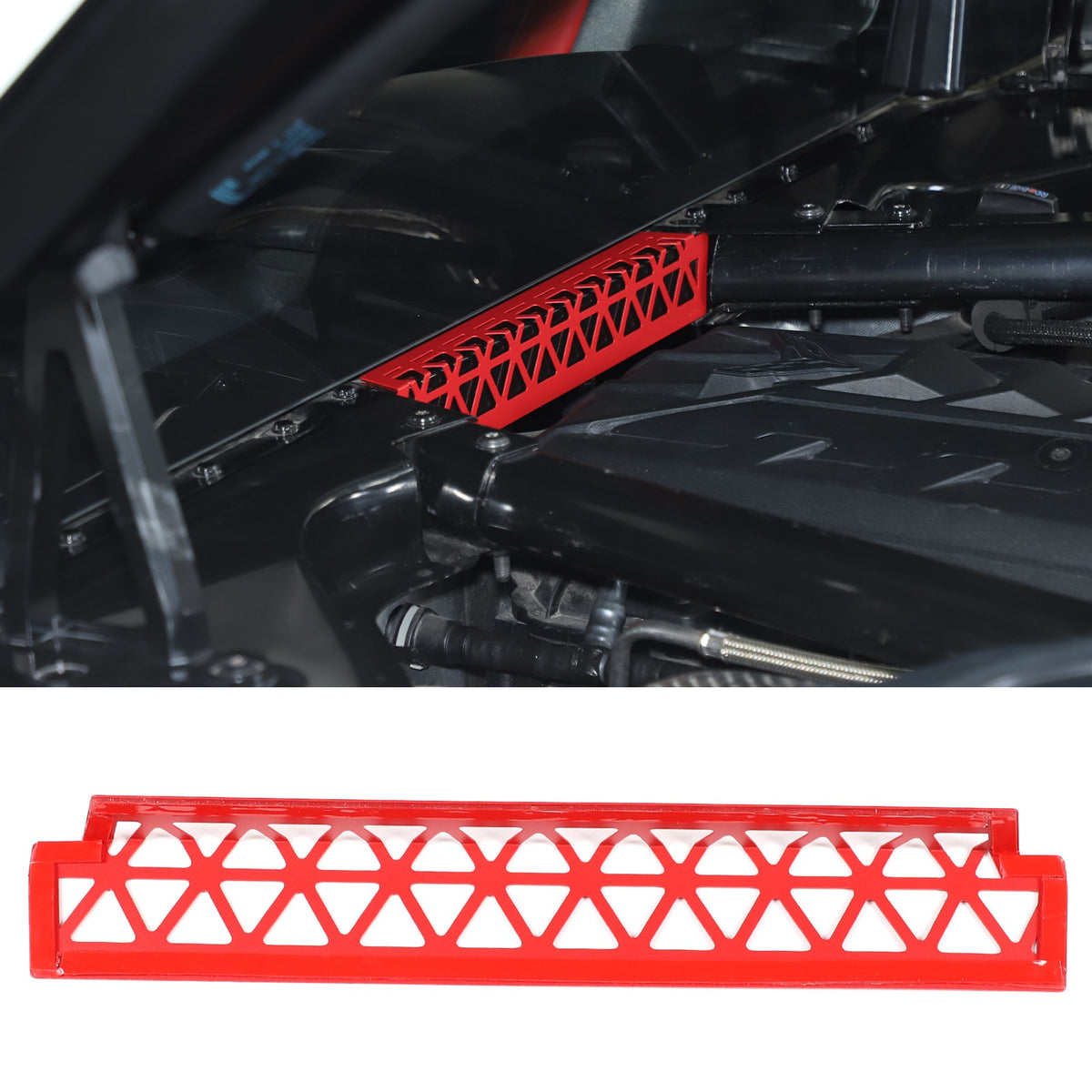 Red Aluminum Engine Bay Strut Bar Connecting Trim Cover For Corvette C8 2020+ 24