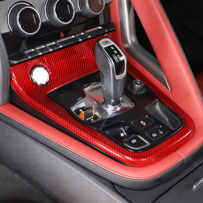Red Carbon fiber Center Gear Shift Panel Trim Frame for Jaguar F-type 2013-22 12