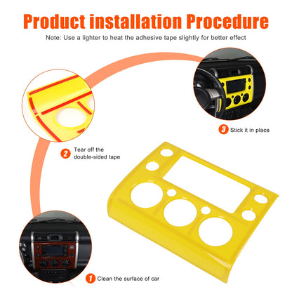 Yellow ABS Interior Center Console Trim Cover for Toyota FJ Cruiser 2007-2021 27