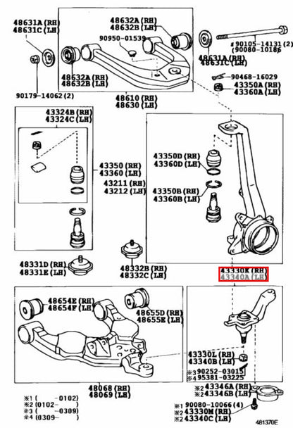 Toyota OEM Lower Ball Joints Front LH and RH Set For Sequoia Tundra Genuine 3
