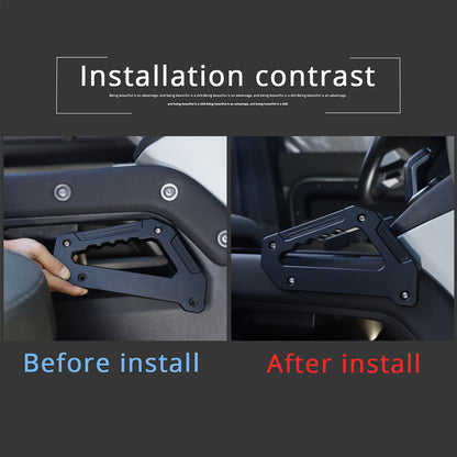 Black Alloy Door Pull Handle Armrest Panel Cover trim For LR Defender 2020-24 10