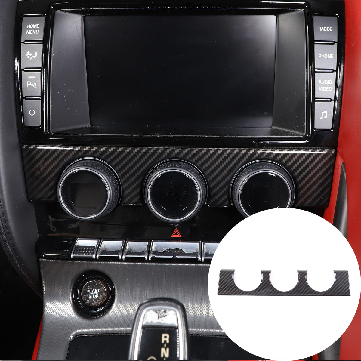 ABS Carbon Fiber Interior Center Console Trim Cover Kit For Jaguar F-TYPE 13-24 12