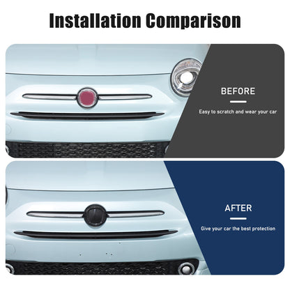 Real Carbon Fiber Front & Rear Emblem Cover Trim For Fiat 500 312 2016+ 20