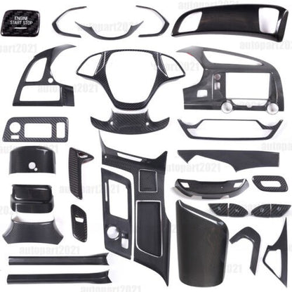 Real Dry Carbon Fiber Interior Center Full Trim Set Kit For Corvette C7 2014-19 19