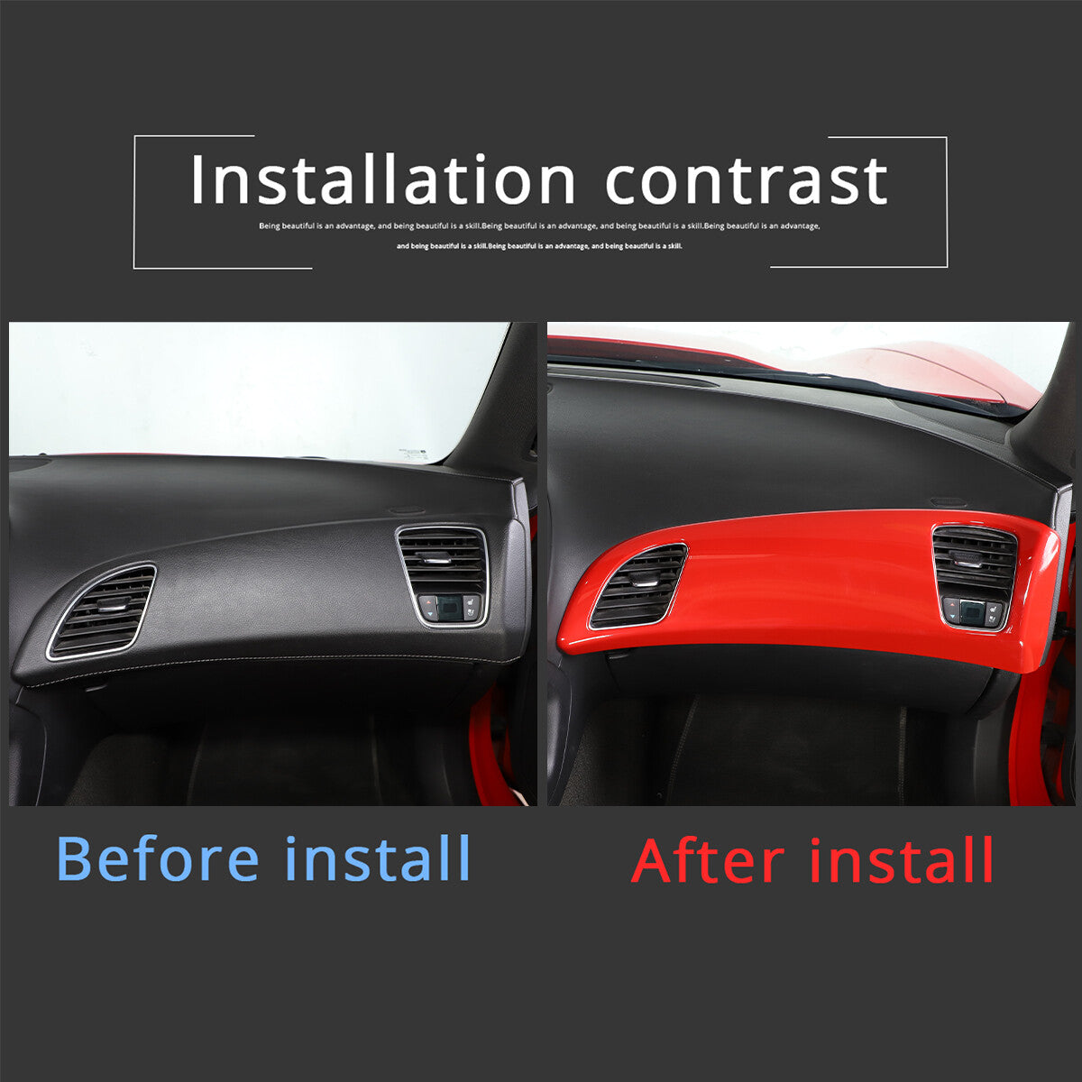 Sports Red ABS Interior Decoration Cover Trim Kit For Corvette C7 2014-19 - Styles 1-5 13