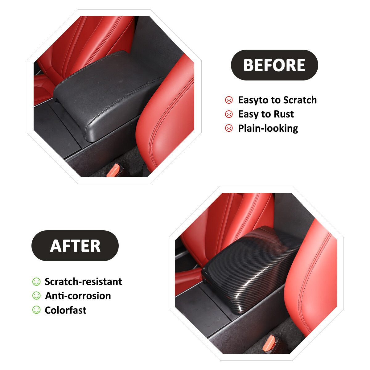 Carbon Fiber Center Armrest Box & Cup Panel Trim Kit for Jaguar F-TYPE 2013-24 13