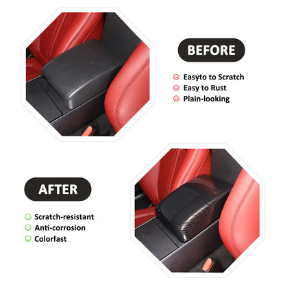 Carbon Fiber Center Armrest Box & Cup Panel Trim Kit for Jaguar F-TYPE 2013-24 13