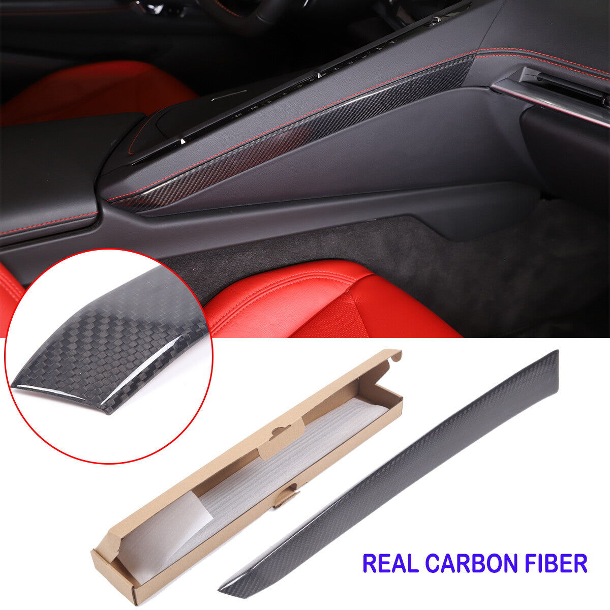 Carbon Fiber Interior Center Console Panel Cover For C8 Corvette Z06 Z51 20-25 7