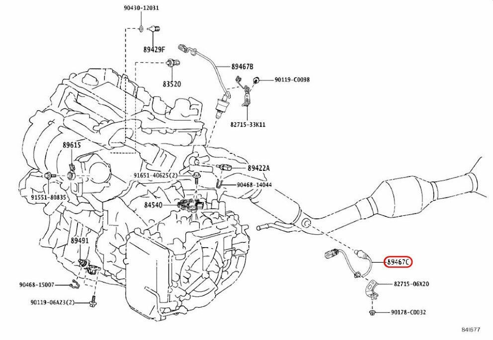 TOYOTA OEM Rear Oxygen Sensor Air Fuel 89467-33210 Genuine 3