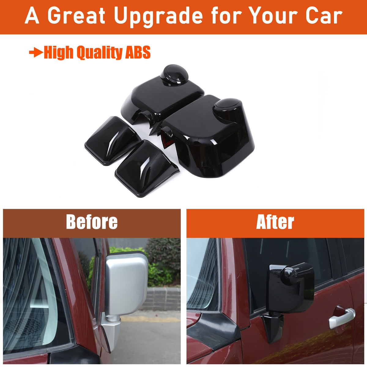 Glossy Piano Black ABS Side Mirror Cover Trim For Toyota FJ Cruiser 2007-2021 23