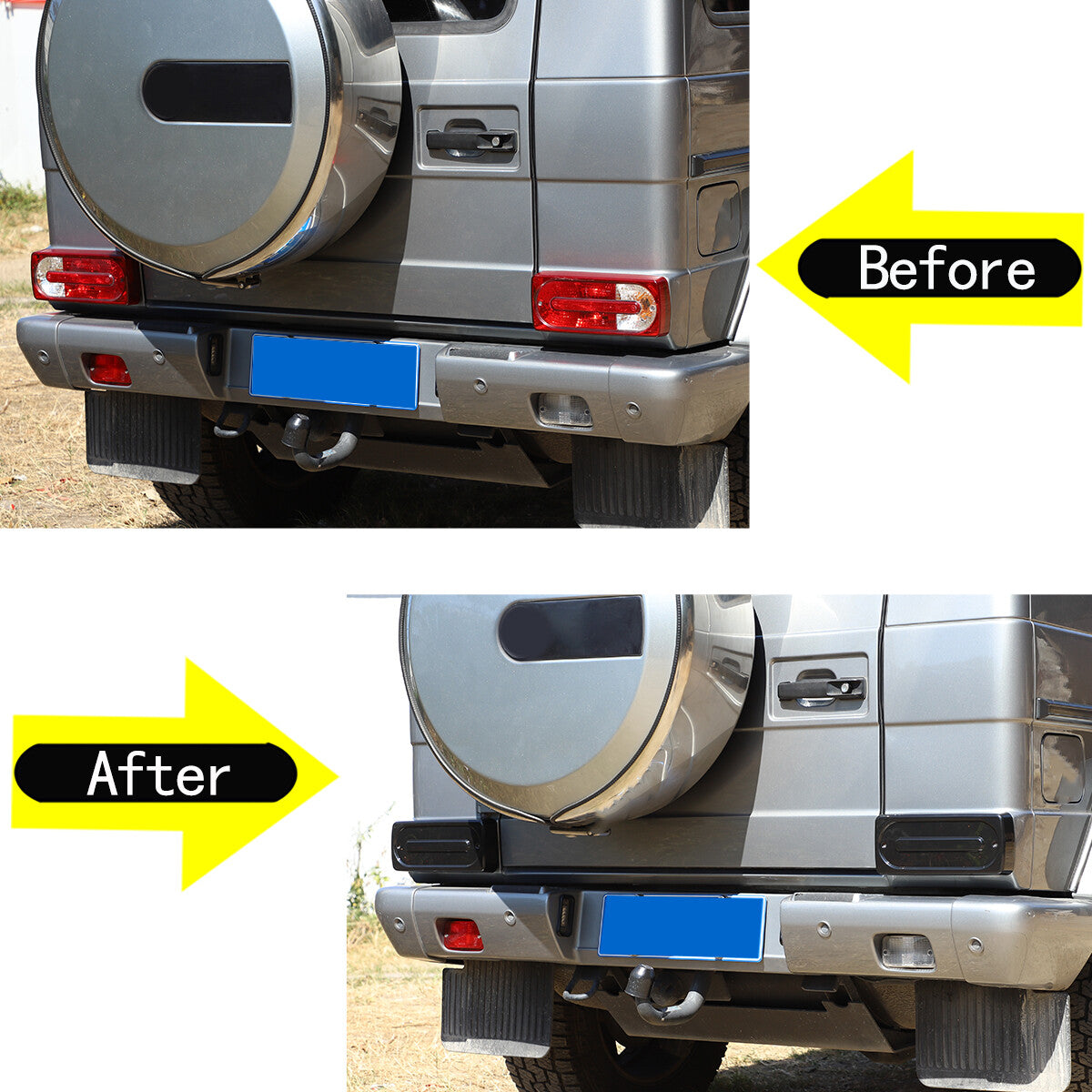 Smoked Black Rear Tail Light Guard Decor Trim For Benz W463 G-Class 2007-2018 2