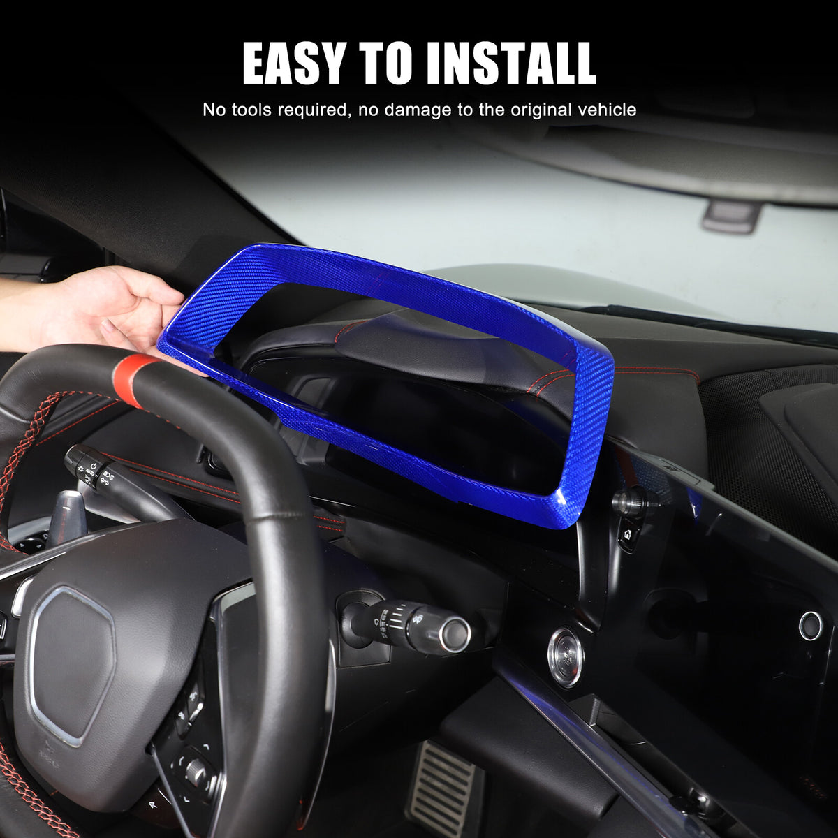 Blue Real Carbon Fiber Speedometer Instrument Trim For C8 Corvette 20-25 13