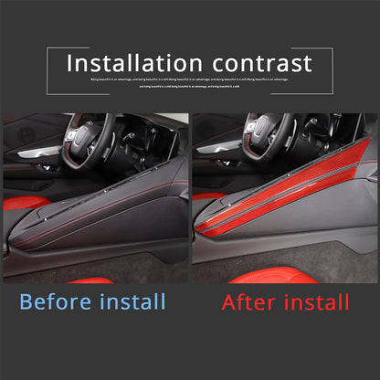 Red Soft Carbon Fiber Interior Decor Trim Kit Cover Set For Corvette C8 20-25 124