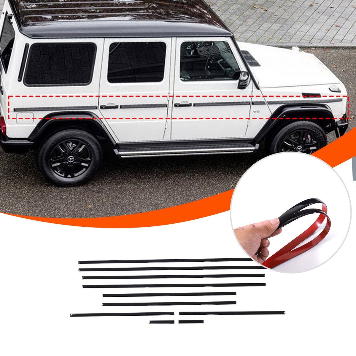 Piano Black Side Door Body Trim For Benz G Class W463 G350 G55 G63 2007-18 8