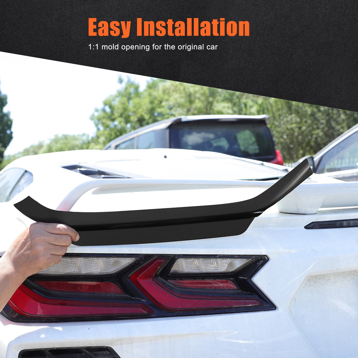 Glossy Piano Black Rear Spoiler Wing Cover Trim Frame For Corvette C8 2020-26 21