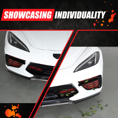 Red Steel Front Bumper Grille Mesh Screen Insect Guard For Corvette C8 2020 15