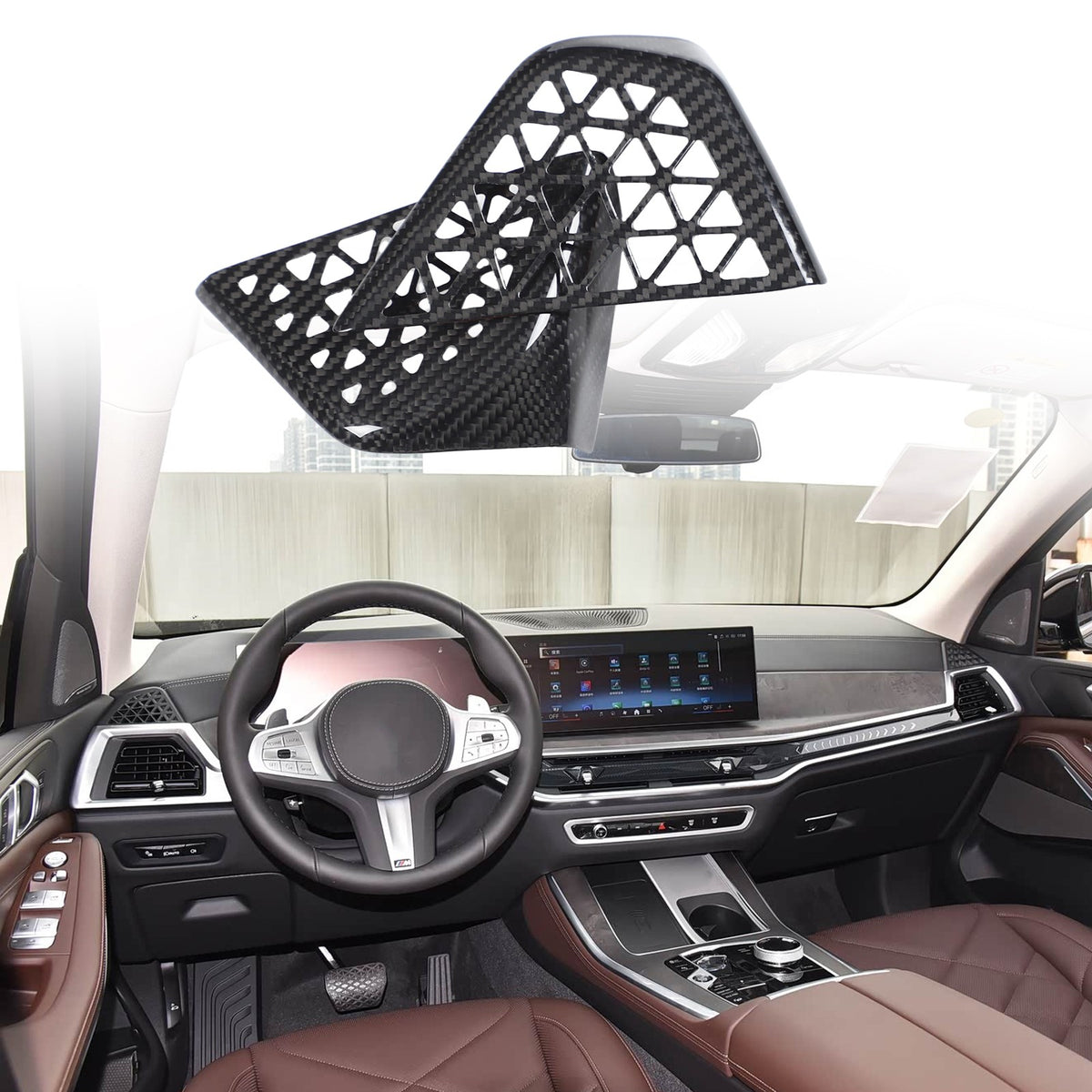 Real Carbon Fiber Dashboard Vent Trim Frame For BMW X5 G05 X6 G06 X7 G07 2023+ 14