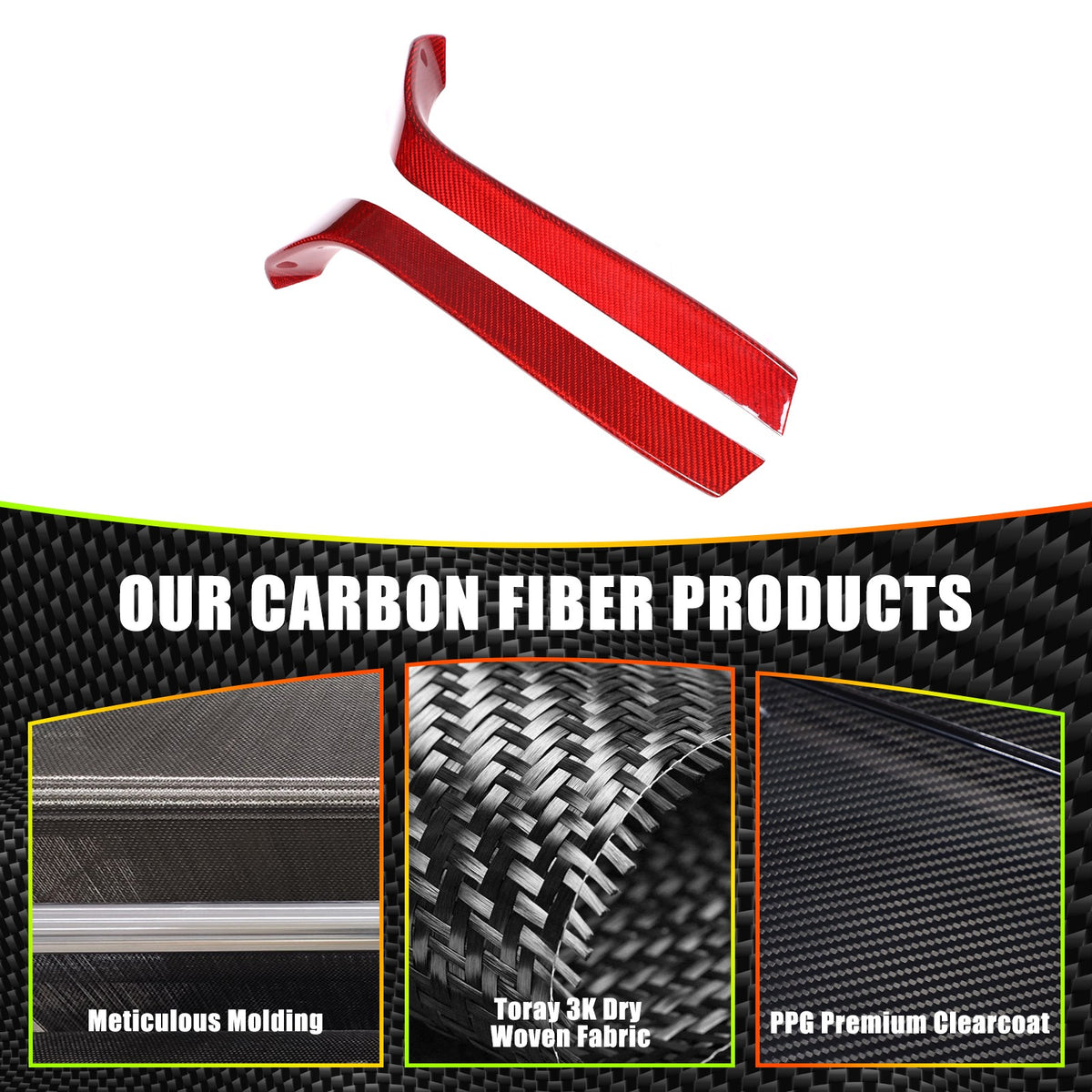 Red Real Carbon Fiber Front Bumper Side Grill Trim For Toyota Supra A90 19+ 5