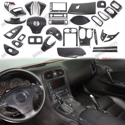 Real Dry Carbon Fiber Full Interior Set Decor Trim Kit for Corvette C6 2005-13 - Styles 26-26 3