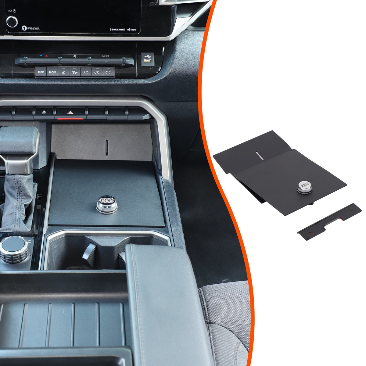 Aluminum Center Console Storage Slot Lock Box Tray For Toyota Tundra/Sequoia 22+ 3
