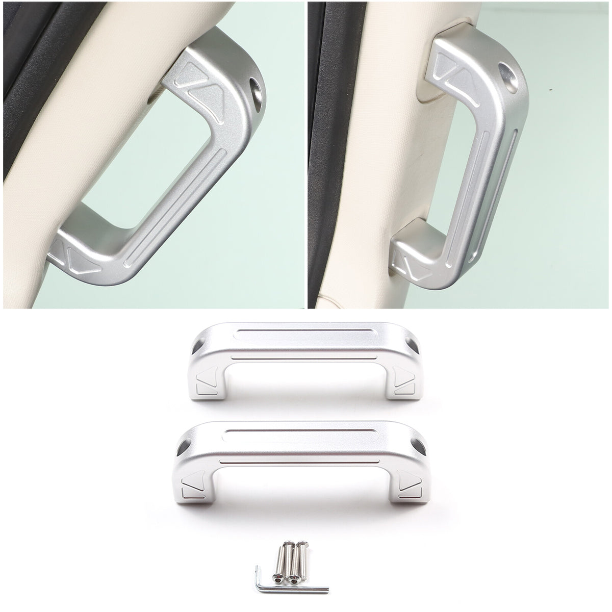 Silver Interior A-Pillar Grab Handle Trim Frame For Nissan Titan 2016-2023 15