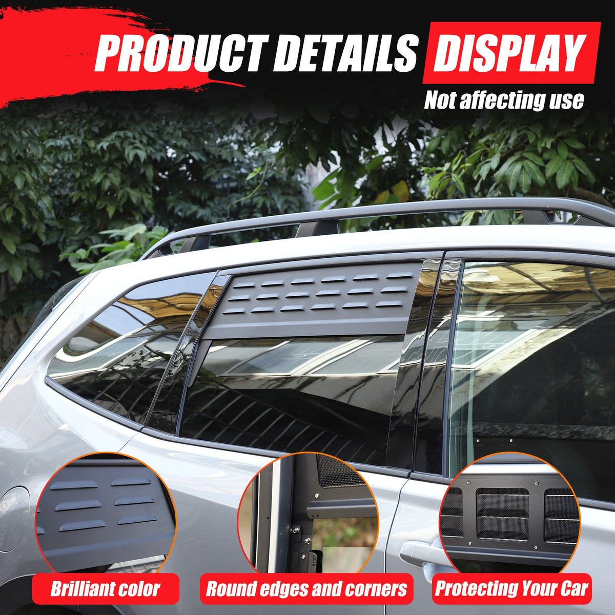 Rear Door Window Louver Air Vent Panel Trim For Subaru Forester SK 2019-2024 16