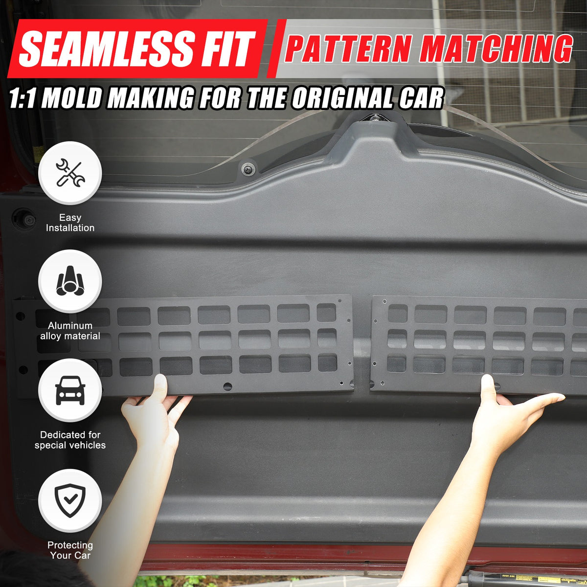 Aluminum Tailgate Hanging Bag Rack Molle Panel For Toyota FJ Cruiser 2007-2021 5