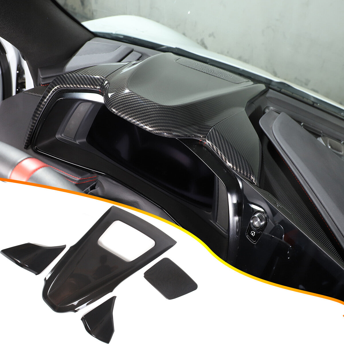 ABS Carbon Fiber Dashboard Instrument Upper Panel Cover For Corvette C8 2020-25 1
