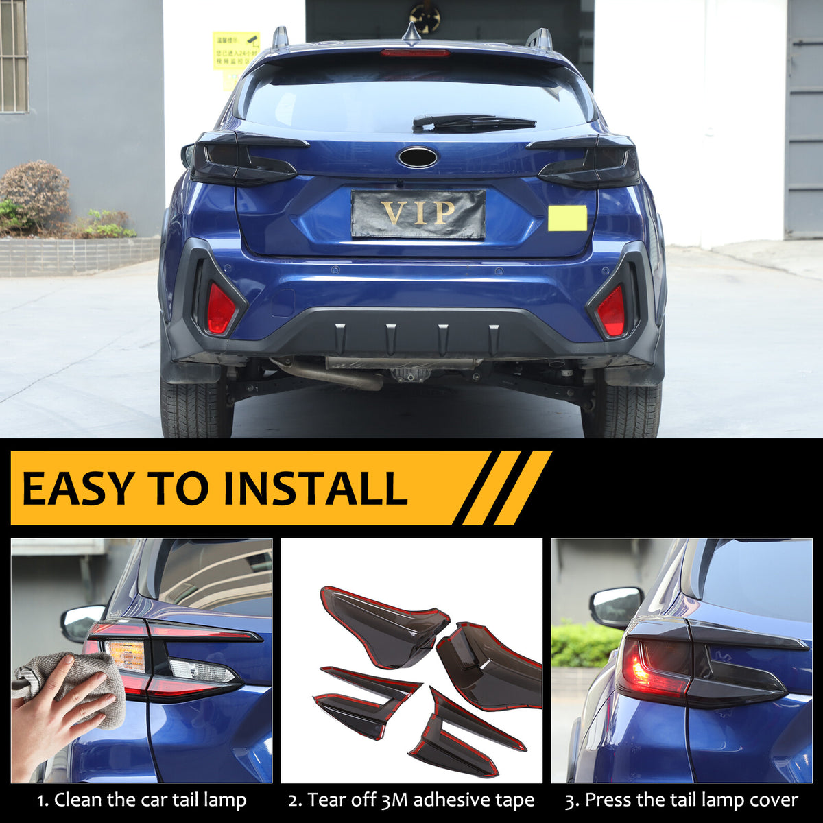 Smoked Black Rear Tail Light Guard Decor Cover Trim For Subaru Crosstrek 2024+ 6