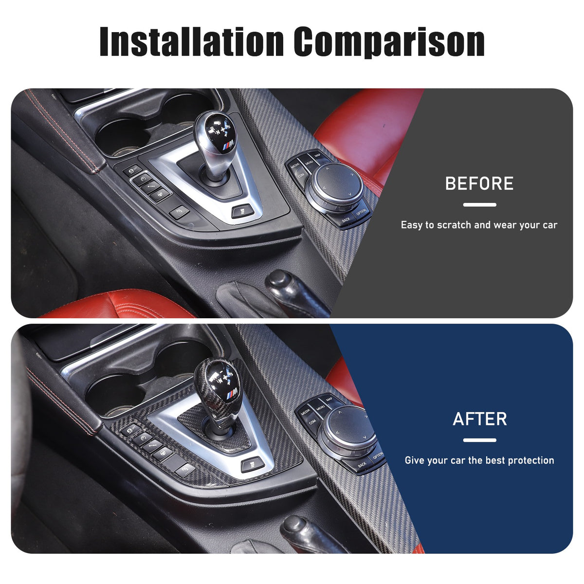 Real Carbon Fiber Center Console Panel Trim Set For BMW M3/M4 F80/F82 2014-2019 7