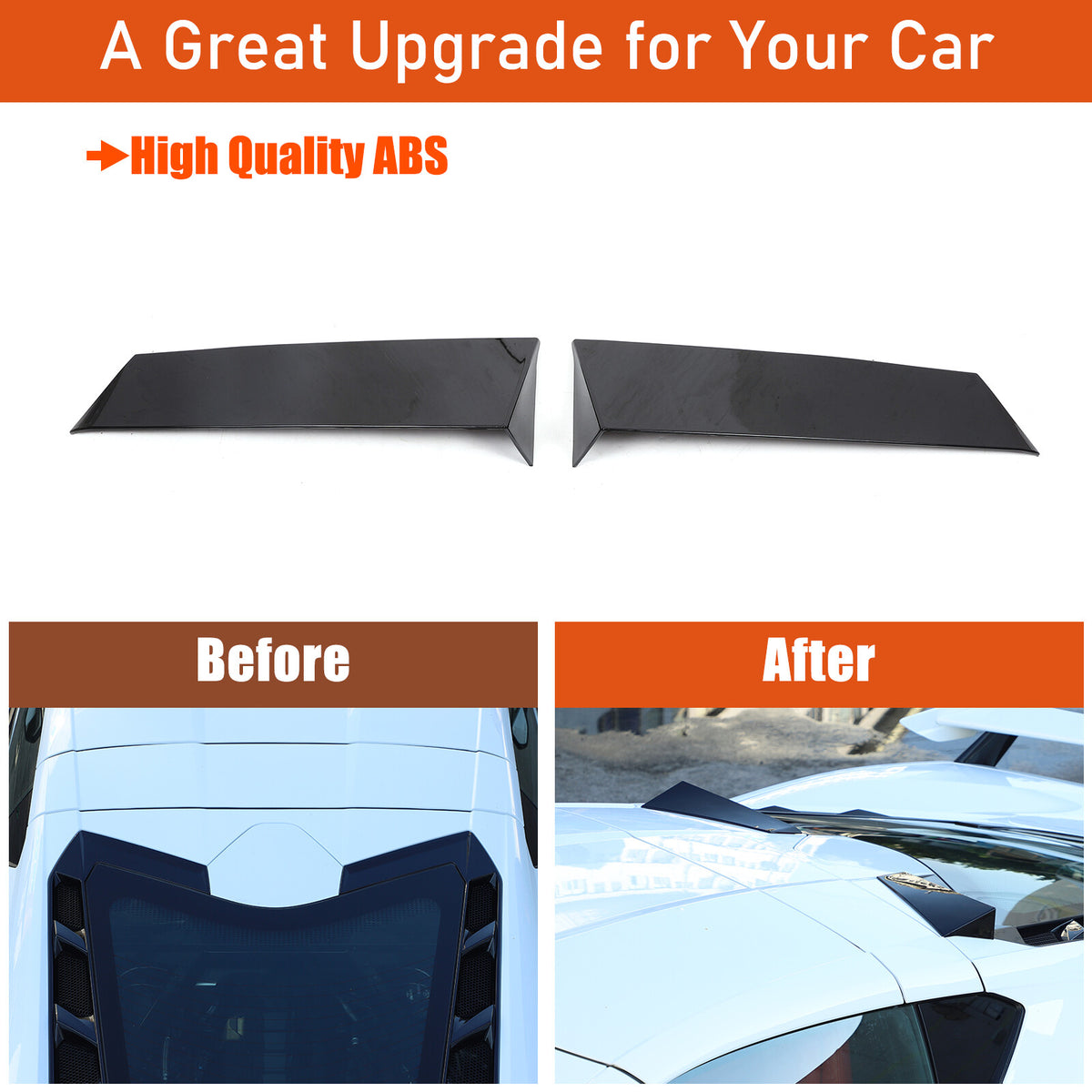 Glossy Black anti-wind buffeting deflector Trim For Corvette C8 Coupe 2026 US 4