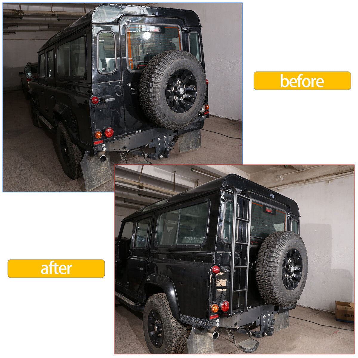 Rear Roof Rack Access Ladder Expedition Black For Land Rover Defender 04-19 5