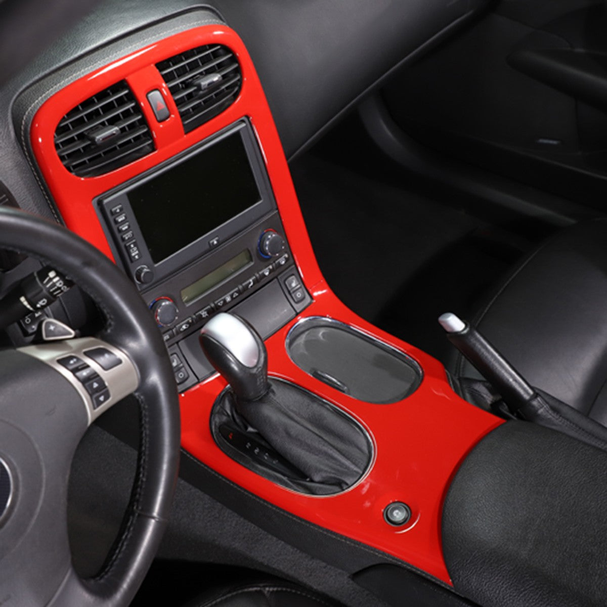 Red ABS Center Console Car Gear Shift Panel Trim For 2005-2013 Corvette C6 14