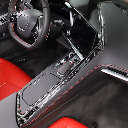 6pcs Carbon Fiber Console Gear Shift Panel Trim For C8 Corvette Z06 Z51 20-25 7