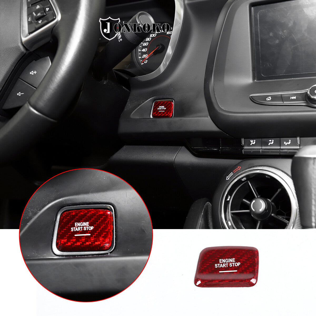 Red Real Carbon Fiber Interior Center Full Trim Set Kit For Corvette C7 2014-19 - Variants 11-13 23