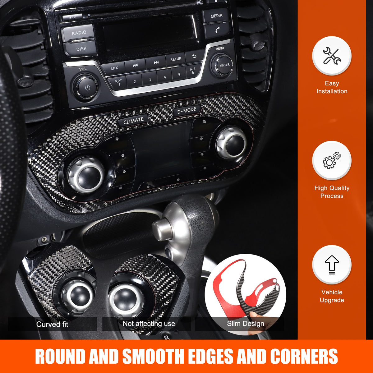 Soft Carbon Fiber Interior Center Console trim Sticker For Nissan Juke 2011-2019 226