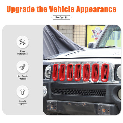 Sport Red ABS Front Grille Insect Screen Trim For Hummer H3 2005-2009 14