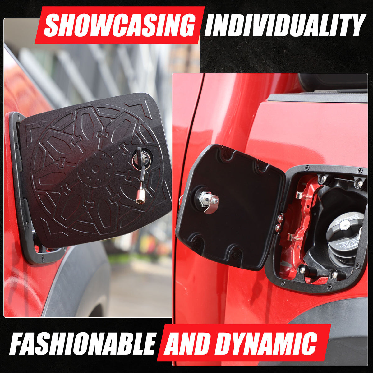 Lock +Key+ Aluminum Gas Fuel Tank Door Cover Cap For Toyota Tacoma 2016-2023 4