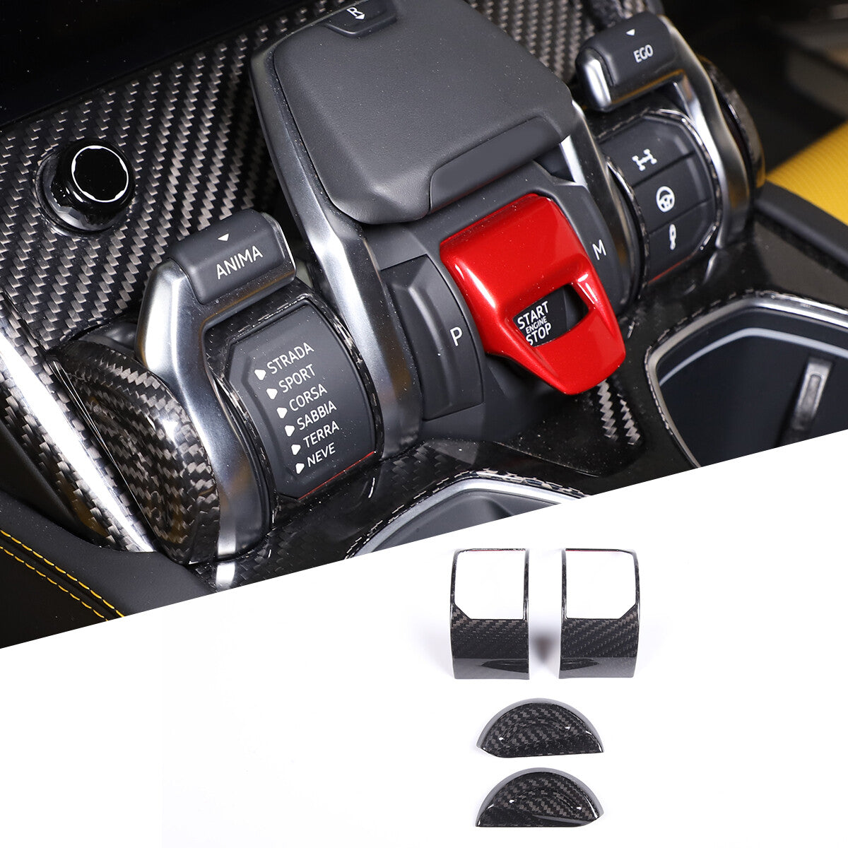 Carbon Fiber Sport Mode Switch Frame Trim Cover For Lamborghini URUS 2018-23 3