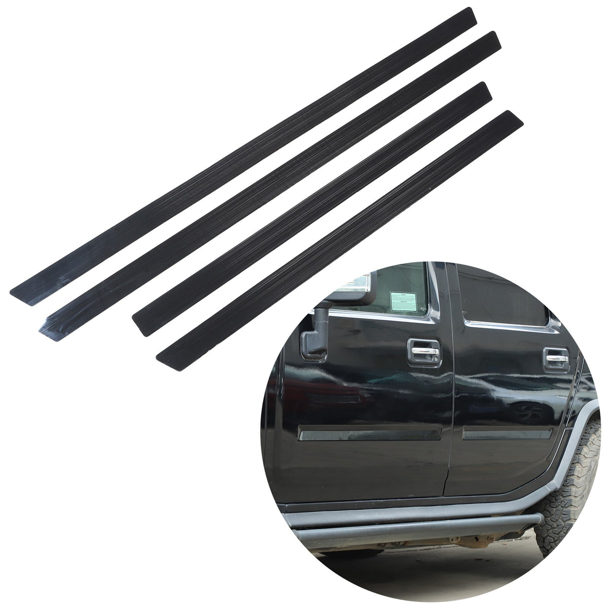 Black Titanium Stainless Steel Body Molding Trim Strips For Hummer H2 2003‑2009 18