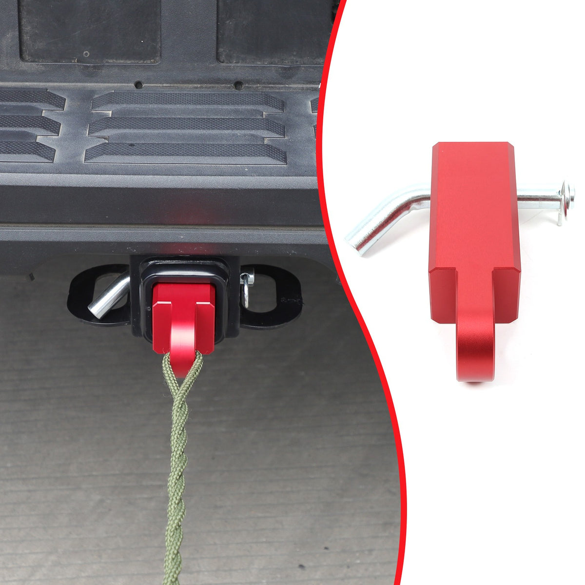 Red Alloy Trailer Mount Receiver Hitch Tow Hook For Toyota Tundra 22+ US 6
