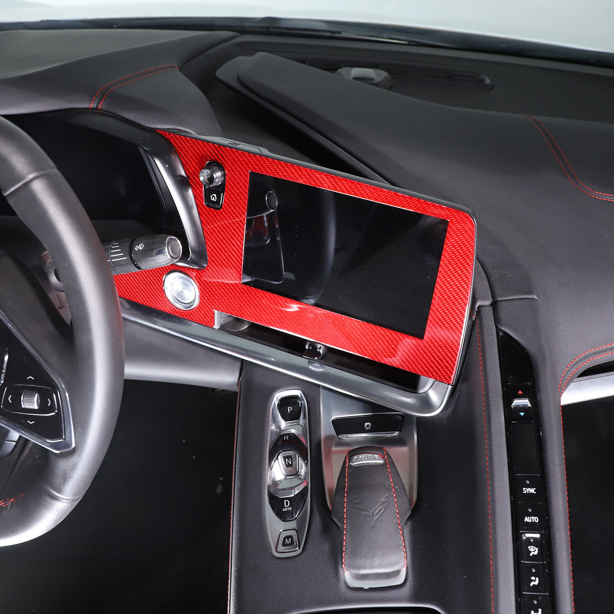 Red Real Carbon Fiber Full Interior Set Decor Trim Kit for Corvette C8 20-25 70