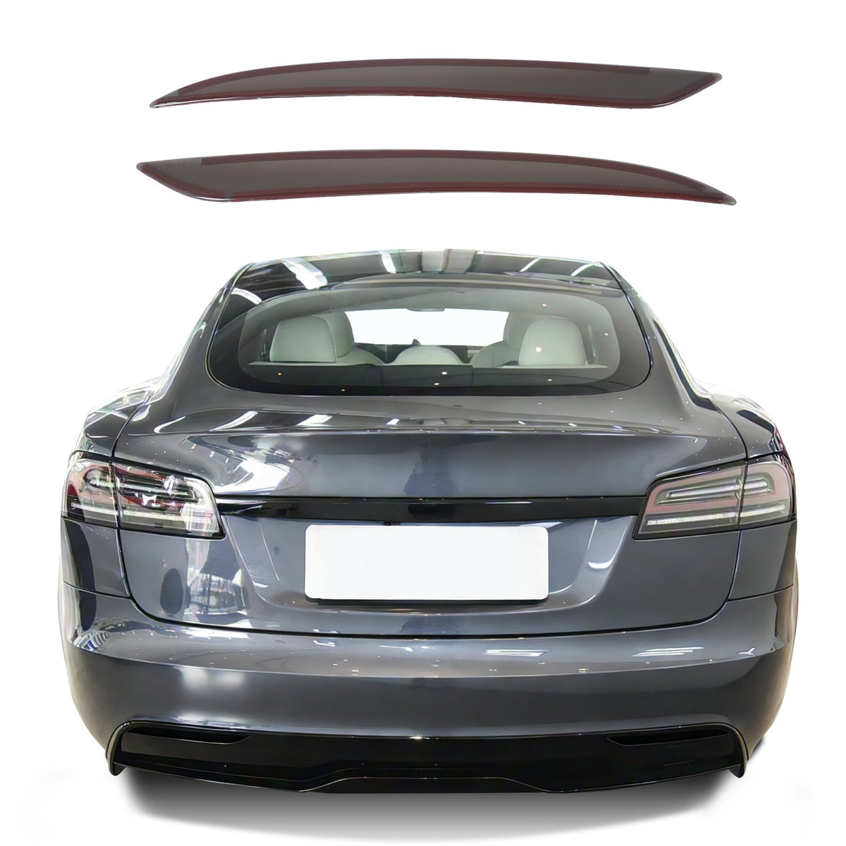 Smoked Black Rear Fog Tail Light Lamp Decor Cover Trim For Tesla Model S 2017+ 2
