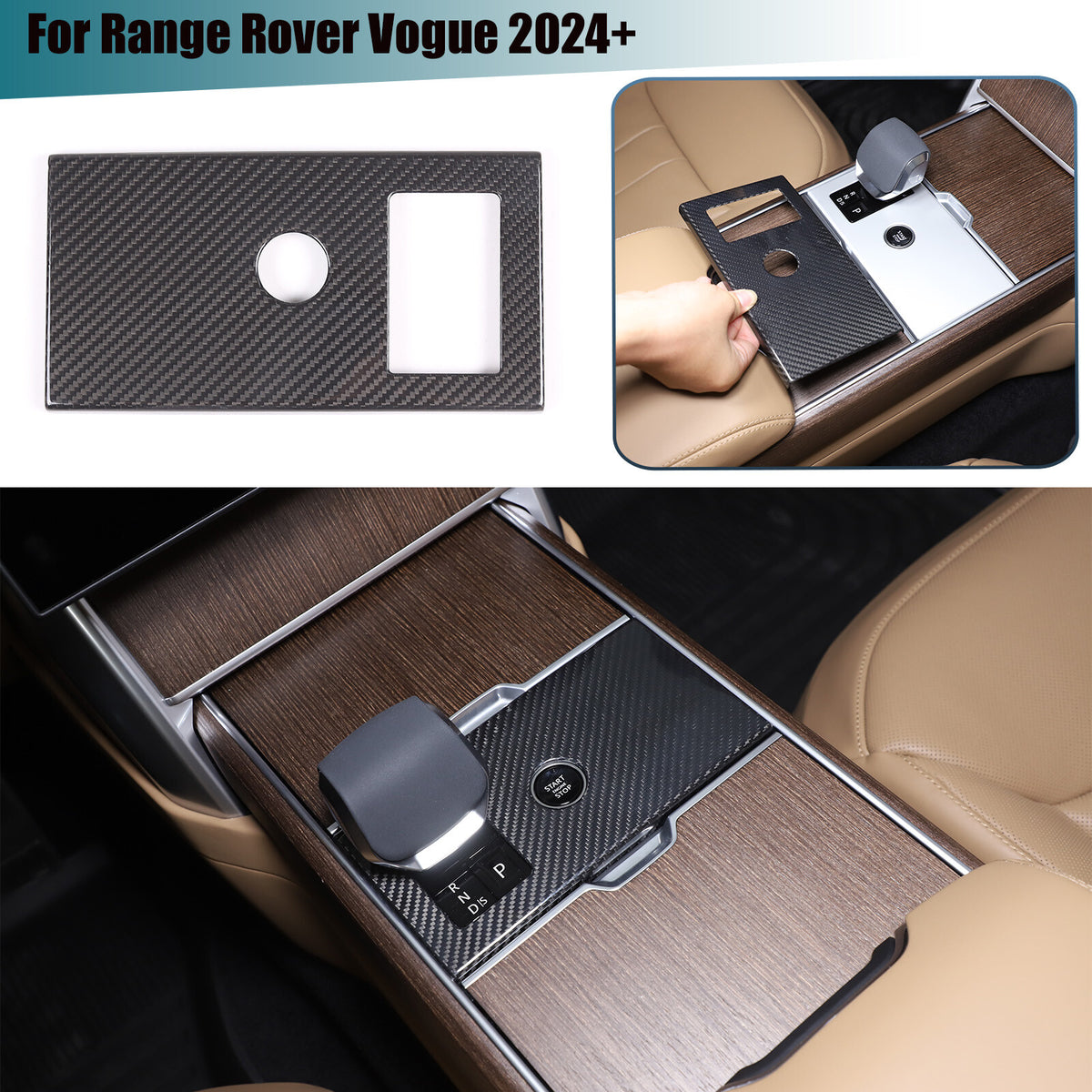Matte Carbon Fiber enter Gear Shift Panel Trim For Range Rover Vogue 2023-24 1