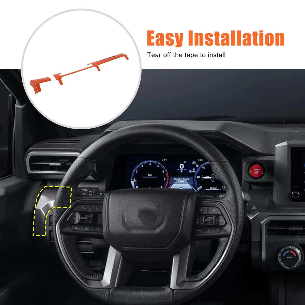 Orange Center Console Trim Strip Cover For Toyota Tacoma SR/SR5 2024+ US 6