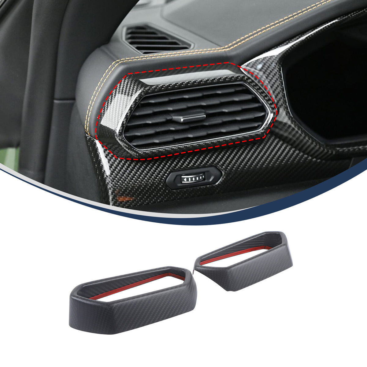 Matte Real Dry Carbon Fiber Side Air Outlet Trim For Lamborghini URUS 2018-23 2